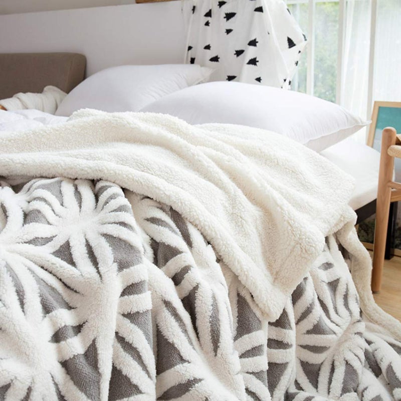 LOMAO Sherpa Fleece Blanket 90x90 Fuzzy Soft Throw Blanket Dual Sided Blanket for Couch Sofa Bed (Grey, 90''x90'') - Image 3